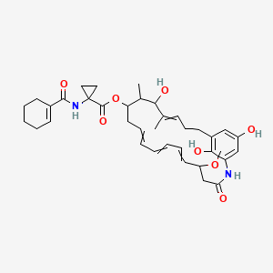 molecular formula C37H48N2O8 B1502052 15,22,24-Trihydroxy-5-methoxy-14,16-dimethyl-3-oxo-2-azabicyclo[18.3.1]tetracosa-1(24),6,8,10,16,20,22-heptaen-13-yl 1-[(cyclohex-1-ene-1-carbonyl)amino]cyclopropane-1-carboxylate CAS No. 189010-85-3