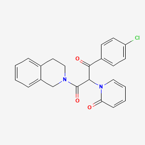 molecular formula C23H19ClN2O3 B15020532 1-(4-chlorophenyl)-3-(3,4-dihydroisoquinolin-2(1H)-yl)-2-(2-oxopyridin-1(2H)-yl)propane-1,3-dione 