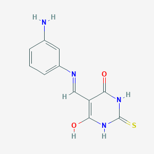 molecular formula C11H10N4O2S B15020560 (5E)-5-{[(3-aminophenyl)amino]methylidene}-6-hydroxy-2-sulfanylpyrimidin-4(5H)-one 