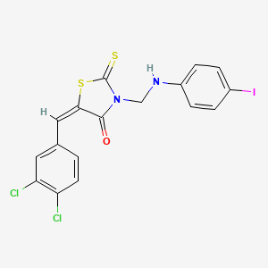 (5E)-5-(3,4-dichlorobenzylidene)-3-{[(4-iodophenyl)amino]methyl}-2-thioxo-1,3-thiazolidin-4-one