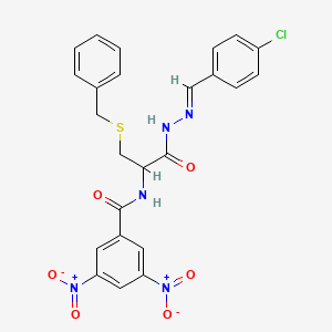 molecular formula C24H20ClN5O6S B15020637 N-{3-(benzylsulfanyl)-1-[(2E)-2-(4-chlorobenzylidene)hydrazinyl]-1-oxopropan-2-yl}-3,5-dinitrobenzamide (non-preferred name) 