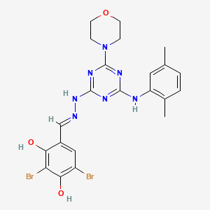 3,5-Dibromo-2,4-dihydroxybenzaldehyde [4-(2,5-dimethylanilino)-6-(4-morpholinyl)-1,3,5-triazin-2-yl]hydrazone