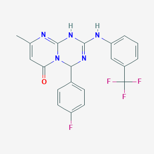 molecular formula C20H15F4N5O B15020679 4-(4-fluorophenyl)-8-methyl-2-{[3-(trifluoromethyl)phenyl]amino}-1,4-dihydro-6H-pyrimido[1,2-a][1,3,5]triazin-6-one 