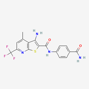 3-amino-N-(4-carbamoylphenyl)-4-methyl-6-(trifluoromethyl)thieno[2,3-b]pyridine-2-carboxamide