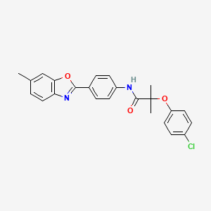 2-(4-chlorophenoxy)-2-methyl-N-[4-(6-methyl-1,3-benzoxazol-2-yl)phenyl]propanamide