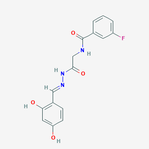 molecular formula C16H14FN3O4 B15020731 N-({N'-[(E)-(2,4-Dihydroxyphenyl)methylidene]hydrazinecarbonyl}methyl)-3-fluorobenzamide 