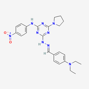 4-{(2E)-2-[4-(diethylamino)benzylidene]hydrazinyl}-N-(4-nitrophenyl)-6-(pyrrolidin-1-yl)-1,3,5-triazin-2-amine