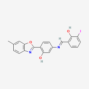 5-{[(E)-(2-hydroxy-3-iodophenyl)methylidene]amino}-2-(6-methyl-1,3-benzoxazol-2-yl)phenol