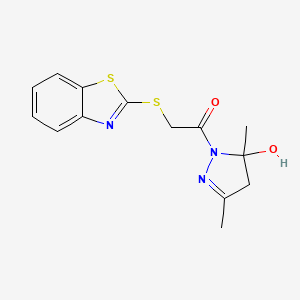 2-(1,3-benzothiazol-2-ylsulfanyl)-1-(5-hydroxy-3,5-dimethyl-4,5-dihydro-1H-pyrazol-1-yl)ethanone