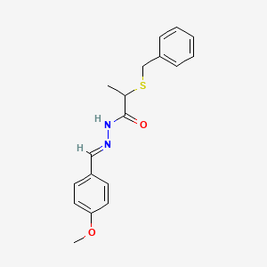 molecular formula C18H20N2O2S B15020830 2-(benzylsulfanyl)-N'-[(E)-(4-methoxyphenyl)methylidene]propanehydrazide 