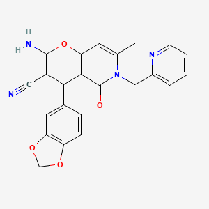 2-amino-4-(1,3-benzodioxol-5-yl)-7-methyl-5-oxo-6-(pyridin-2-ylmethyl)-5,6-dihydro-4H-pyrano[3,2-c]pyridine-3-carbonitrile