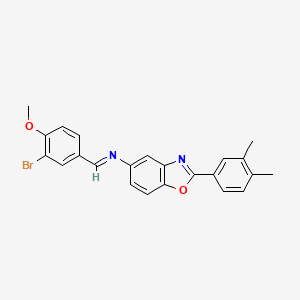 molecular formula C23H19BrN2O2 B15020867 N-[(E)-(3-bromo-4-methoxyphenyl)methylidene]-2-(3,4-dimethylphenyl)-1,3-benzoxazol-5-amine 