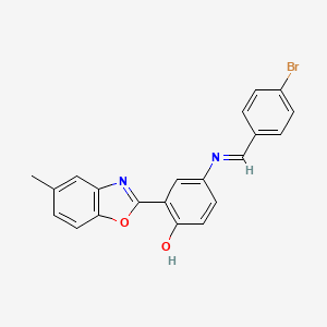 4-{[(E)-(4-bromophenyl)methylidene]amino}-2-(5-methyl-1,3-benzoxazol-2-yl)phenol