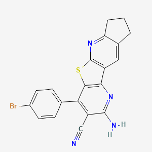 molecular formula C20H13BrN4S B15020907 4-amino-6-(4-bromophenyl)-8-thia-3,10-diazatetracyclo[7.7.0.02,7.011,15]hexadeca-1(9),2(7),3,5,10,15-hexaene-5-carbonitrile 