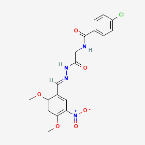 4-Chloro-N-({N'-[(E)-(2,4-dimethoxy-5-nitrophenyl)methylidene]hydrazinecarbonyl}methyl)benzamide