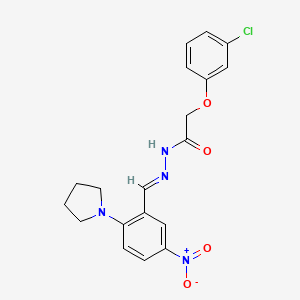 molecular formula C19H19ClN4O4 B15020926 2-(3-Chlorophenoxy)-N'-[(E)-[5-nitro-2-(pyrrolidin-1-YL)phenyl]methylidene]acetohydrazide 