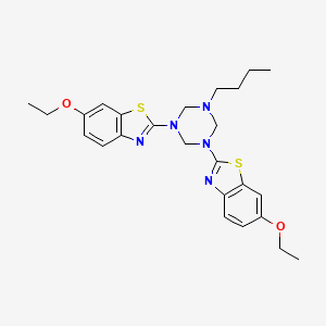 2-[3-Butyl-5-(6-ethoxy-1,3-benzothiazol-2-yl)-1,3,5-triazinan-1-yl]-6-ethoxy-1,3-benzothiazole