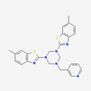 6-Methyl-2-[3-(6-methyl-1,3-benzothiazol-2-yl)-5-(pyridin-3-ylmethyl)-1,3,5-triazinan-1-yl]-1,3-benzothiazole