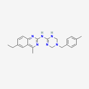 6-ethyl-4-methyl-N-[5-(4-methylbenzyl)-1,4,5,6-tetrahydro-1,3,5-triazin-2-yl]quinazolin-2-amine