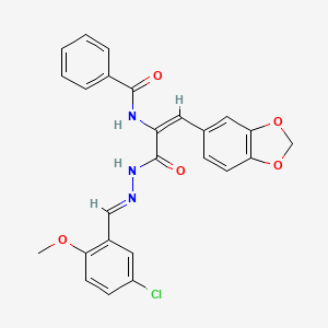 N-{(1E)-1-(1,3-benzodioxol-5-yl)-3-[(2E)-2-(5-chloro-2-methoxybenzylidene)hydrazinyl]-3-oxoprop-1-en-2-yl}benzamide