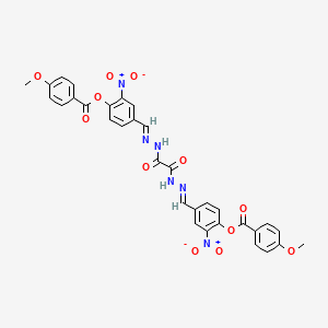 4-[(E)-[({N'-[(E)-[4-(4-Methoxybenzoyloxy)-3-nitrophenyl]methylidene]hydrazinecarbonyl}formamido)imino]methyl]-2-nitrophenyl 4-methoxybenzoate