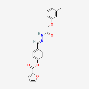 4-[(E)-{2-[(3-methylphenoxy)acetyl]hydrazinylidene}methyl]phenyl furan-2-carboxylate