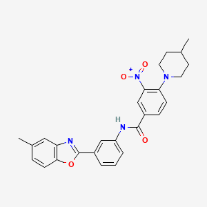 N-[3-(5-methyl-1,3-benzoxazol-2-yl)phenyl]-4-(4-methylpiperidin-1-yl)-3-nitrobenzamide