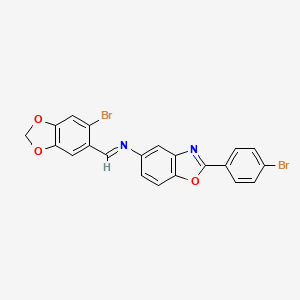 N-[(E)-(6-bromo-1,3-benzodioxol-5-yl)methylidene]-2-(4-bromophenyl)-1,3-benzoxazol-5-amine