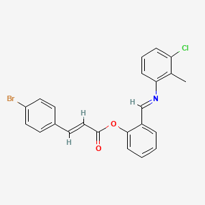 2-[(E)-[(3-Chloro-2-methylphenyl)imino]methyl]phenyl (2E)-3-(4-bromophenyl)prop-2-enoate