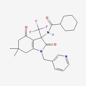 N-[6,6-dimethyl-2,4-dioxo-1-(pyridin-3-ylmethyl)-3-(trifluoromethyl)-2,3,4,5,6,7-hexahydro-1H-indol-3-yl]cyclohexanecarboxamide