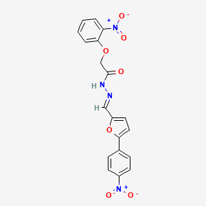 molecular formula C19H14N4O7 B15021162 2-(2-nitrophenoxy)-N'-{(E)-[5-(4-nitrophenyl)furan-2-yl]methylidene}acetohydrazide 