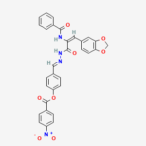 4-[(E)-(2-{(2E)-3-(1,3-benzodioxol-5-yl)-2-[(phenylcarbonyl)amino]prop-2-enoyl}hydrazinylidene)methyl]phenyl 4-nitrobenzoate