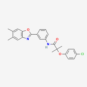 2-(4-chlorophenoxy)-N-[3-(5,6-dimethyl-1,3-benzoxazol-2-yl)phenyl]-2-methylpropanamide