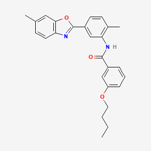 3-butoxy-N-[2-methyl-5-(6-methyl-1,3-benzoxazol-2-yl)phenyl]benzamide