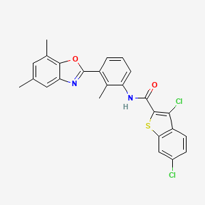 molecular formula C25H18Cl2N2O2S B15021380 3,6-dichloro-N-[3-(5,7-dimethyl-1,3-benzoxazol-2-yl)-2-methylphenyl]-1-benzothiophene-2-carboxamide 