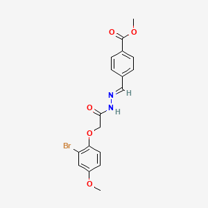 molecular formula C18H17BrN2O5 B15021429 methyl 4-[(E)-{2-[(2-bromo-4-methoxyphenoxy)acetyl]hydrazinylidene}methyl]benzoate 