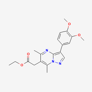 molecular formula C20H23N3O4 B15021471 Ethyl 2-[3-(3,4-dimethoxyphenyl)-5,7-dimethylpyrazolo[1,5-a]pyrimidin-6-yl]acetate 