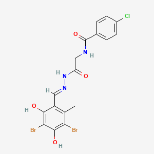 4-Chloro-N-({N'-[(E)-(3,5-dibromo-2,4-dihydroxy-6-methylphenyl)methylidene]hydrazinecarbonyl}methyl)benzamide