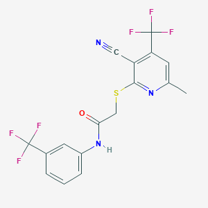 2-{[3-cyano-6-methyl-4-(trifluoromethyl)pyridin-2-yl]sulfanyl}-N-[3-(trifluoromethyl)phenyl]acetamide