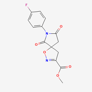 molecular formula C14H11FN2O5 B15021550 Methyl 7-(4-fluorophenyl)-6,8-dioxo-1-oxa-2,7-diazaspiro[4.4]non-2-ene-3-carboxylate 