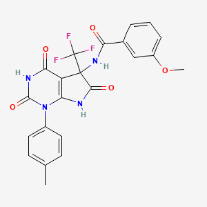 N-[4-hydroxy-1-(4-methylphenyl)-2,6-dioxo-5-(trifluoromethyl)-2,5,6,7-tetrahydro-1H-pyrrolo[2,3-d]pyrimidin-5-yl]-3-methoxybenzamide