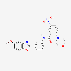 molecular formula C25H22N4O6 B15021604 N-[3-(5-methoxy-1,3-benzoxazol-2-yl)phenyl]-2-morpholin-4-yl-5-nitrobenzamide 