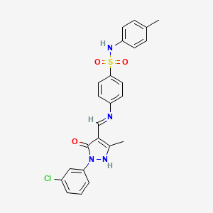 molecular formula C24H21ClN4O3S B15021613 4-({(E)-[1-(3-chlorophenyl)-3-methyl-5-oxo-1,5-dihydro-4H-pyrazol-4-ylidene]methyl}amino)-N-(4-methylphenyl)benzenesulfonamide 