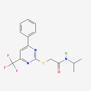 molecular formula C16H16F3N3OS B15021623 2-{[4-phenyl-6-(trifluoromethyl)pyrimidin-2-yl]sulfanyl}-N-(propan-2-yl)acetamide 