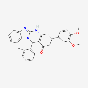 3-(3,4-dimethoxyphenyl)-12-(2-methylphenyl)-3,4,5,12-tetrahydrobenzimidazo[2,1-b]quinazolin-1(2H)-one