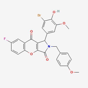 molecular formula C26H19BrFNO6 B15021688 1-(3-Bromo-4-hydroxy-5-methoxyphenyl)-7-fluoro-2-(4-methoxybenzyl)-1,2-dihydrochromeno[2,3-c]pyrrole-3,9-dione 