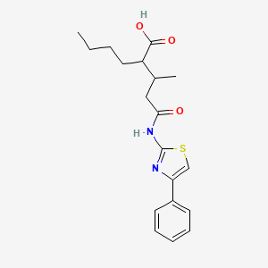 molecular formula C19H24N2O3S B15021728 2-(4-oxo-4-{[(2Z)-4-phenyl-1,3-thiazol-2(3H)-ylidene]amino}butan-2-yl)hexanoic acid 