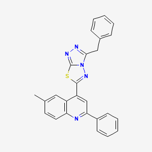 molecular formula C26H19N5S B15021793 4-(3-Benzyl[1,2,4]triazolo[3,4-b][1,3,4]thiadiazol-6-yl)-6-methyl-2-phenylquinoline 