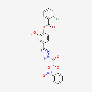 2-methoxy-4-((E)-{[(2-nitrophenoxy)acetyl]hydrazono}methyl)phenyl 2-chlorobenzoate