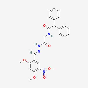 N-({N'-[(E)-(2,4-Dimethoxy-5-nitrophenyl)methylidene]hydrazinecarbonyl}methyl)-2,2-diphenylacetamide